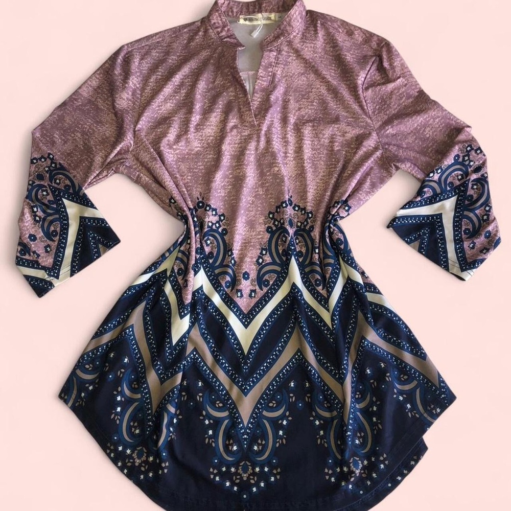 BAISHENGGT 3/4 Sleeve Tops for Women Notch V Neck Floral Work Blouses